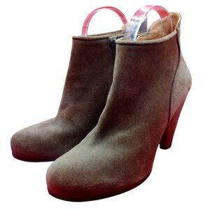 Coclico Anthropologie Women's Brown Size 7/37.5 Suede Ankle Booties Side Zipper